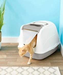 Frisco Flip Top Hooded Cat Litter Box, Gray, Large, 22-in