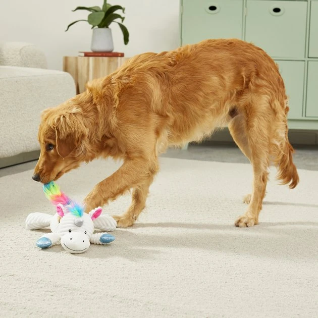 Frisco Corduroy Plush Squeaking Unicorn Dog Toy 5 Frisco Corduroy Plush Squeaking Unicorn Dog Toy - Image 3