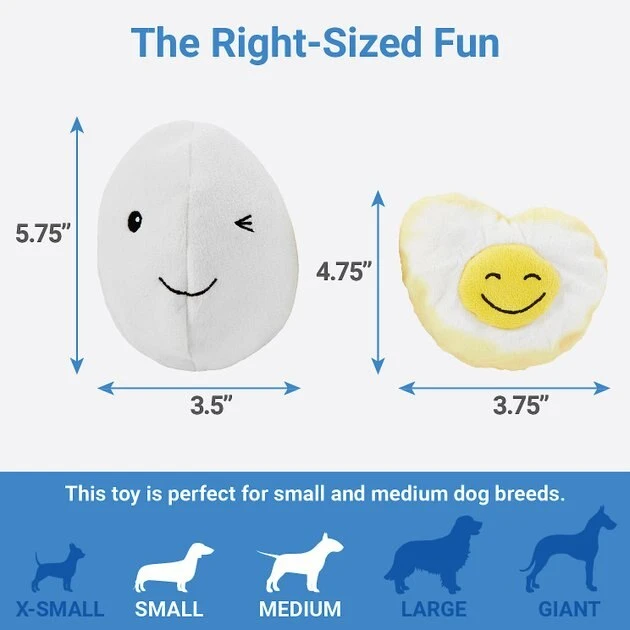 Frisco Plush Squeaking 2-in-1 Tearable Egg & Yolk Dog Toy 4 Frisco Plush Squeaking 2-in-1 Tearable Egg & Yolk Dog Toy - Image 2