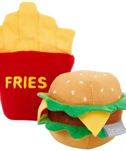 Frisco Plush Burger & Fries Dog Toy, 2-Pack