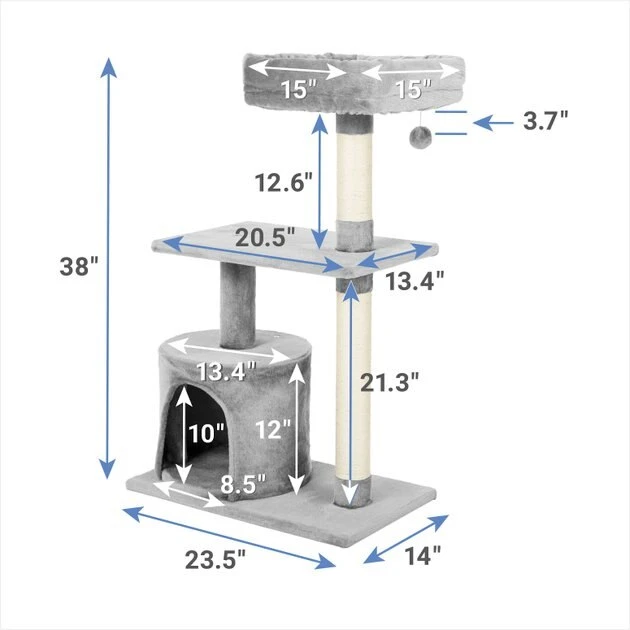 Frisco 38-in Cat Tree with Condo, Top Perch & Toy 4 Frisco 38-in Cat Tree with Condo, Top Perch & Toy - Image 2
