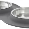 Frisco Double Stainless Steel Dog & Cat Bowl with Silicone Mat, Light Gray, 1.75 Cups -Frisco Sales 2024 215986 MAIN. SY630 V1591020063