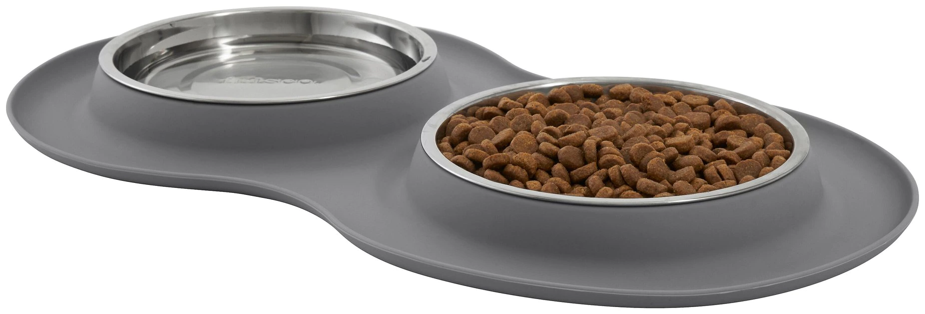 Frisco Double Stainless Steel Dog & Cat Bowl with Silicone Mat, Light Gray, 1.75 Cups 5 Frisco Double Stainless Steel Dog & Cat Bowl with Silicone Mat, Light Gray, 1.75 Cups - Image 3