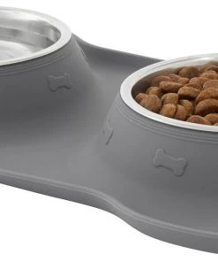 Frisco Double Stainless Steel Pet Bowl with Silicone Mat -Frisco Sales 2024 215988 PT2. SY630 V1591020071