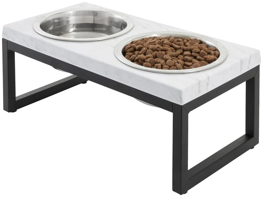 Frisco Marble Print Stainless Steel Double Elevated Dog Bowl 5 Frisco Marble Print Stainless Steel Double Elevated Dog Bowl - Image 3