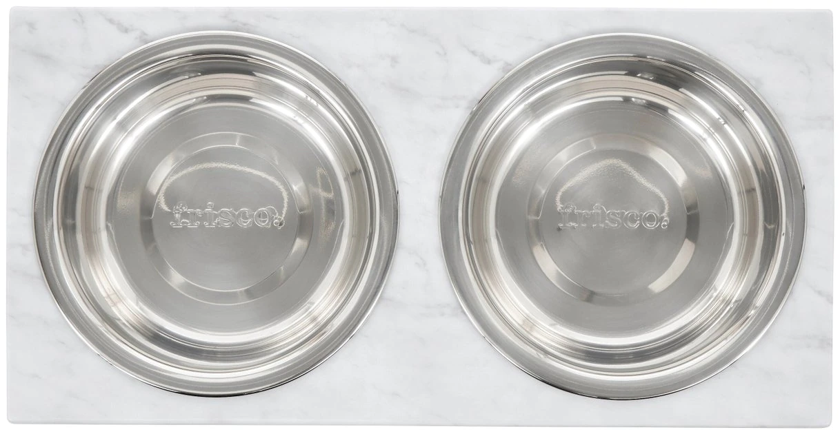Frisco Marble Print Stainless Steel Double Elevated Dog Bowl 6 Frisco Marble Print Stainless Steel Double Elevated Dog Bowl - Image 4