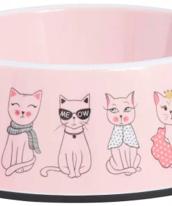 Frisco Pink Cute Cats Melamine Cat Bowl, 1.5 Cup