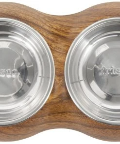 Frisco Double Stainless Steel Bowl, Wood Design, 0.75 Cup -Frisco Sales 2024 216068 PT3. SY630 V1591021035