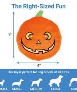 Frisco Halloween Pumpkin Round Plush Squeaky Dog Toy -Frisco Sales 2024 218583 PT1. SY630 V1599851460