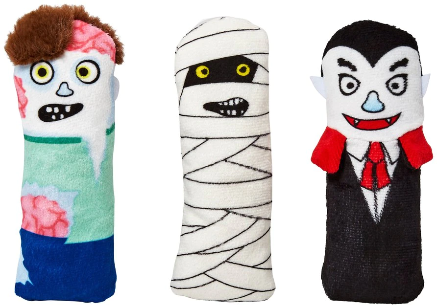 Frisco Halloween Undead Friends Plush Kicker Cat Toy with Catnip, 3 count 3 Frisco Halloween Undead Friends Plush Kicker Cat Toy with Catnip, 3 count