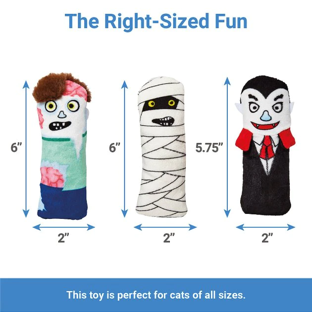 Frisco Halloween Undead Friends Plush Kicker Cat Toy with Catnip, 3 count 4 Frisco Halloween Undead Friends Plush Kicker Cat Toy with Catnip, 3 count - Image 2