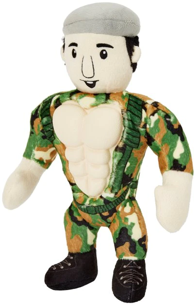 Frisco Retro Camo Hero Muscle Plush Squeaky Dog Toy 3 Frisco Retro Camo Hero Muscle Plush Squeaky Dog Toy