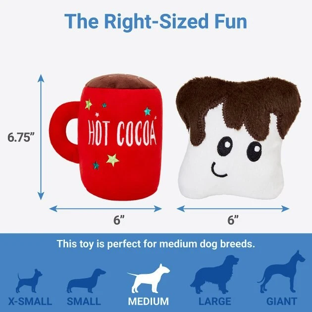 Frisco Holiday Hot Cocoa 2-in-1 Plush Squeaky Dog Toy 4 Frisco Holiday Hot Cocoa 2-in-1 Plush Squeaky Dog Toy - Image 2