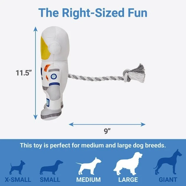 Frisco Ballistic Nylon Plush with Rope Squeaky Astronaut Dog Toy 4 Frisco Ballistic Nylon Plush with Rope Squeaky Astronaut Dog Toy - Image 2