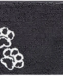 Frisco Microfiber Chenille Paw Print Dog & Cat Mat, Dark Gray