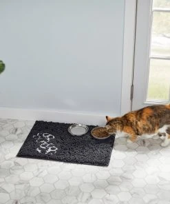 Frisco Microfiber Chenille Paw Print Dog & Cat Mat, Dark Gray -Frisco Sales 2024 235893 PT4. SY630 V1606833755