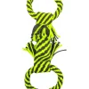 Frisco Dual Handle Neon Rope Squeaky Dog Toy, Yellow & Gray