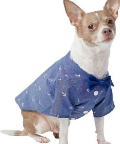 Frisco Anchor Print Chambray Dog & Cat Button Up Shirt -Frisco Sales 2024 249104 PT2. SY630 V1624610257