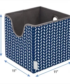 Frisco Square Collapsible Pet Toy Storage Bin, Navy Herringbone -Frisco Sales 2024 250566 PT2. SY630 V1613774177