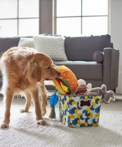 Frisco Rectangle Collapsible Pet Toy Storage Bin, Yellow Geometric -Frisco Sales 2024 250578 PT3. SY630 V1615572198