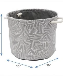 Frisco Round Collapsible Pet Toy Storage Bin, Gray Basket Weave -Frisco Sales 2024 250585 PT2. SY630 V1613774793