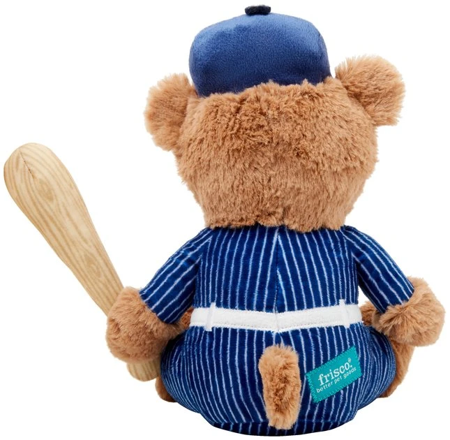 Frisco Baseball Bear Plush Squeaky Dog Toy, Blue 5 Frisco Baseball Bear Plush Squeaky Dog Toy, Blue - Image 3