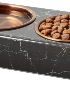 Frisco Copper Stainless Steel Double Dog & Cat Bowls with Black Marble Stand, 0.75 Cups -Frisco Sales 2024 253058 PT3. SY630 V1616593931