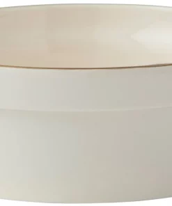 Frisco Gold Trim Melamine Dog & Cat Bowl, Cream