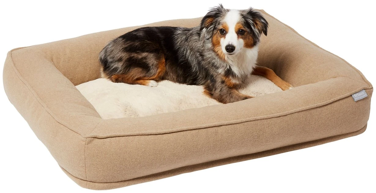 Frisco Faux Felt Orthopedic Rectangular Bolster Dog Bed w/Removable Cover 3 Frisco Faux Felt Orthopedic Rectangular Bolster Dog Bed w/Removable Cover