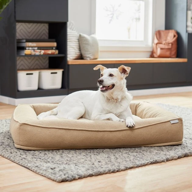 Frisco Faux Felt Orthopedic Rectangular Bolster Dog Bed w/Removable Cover 5 Frisco Faux Felt Orthopedic Rectangular Bolster Dog Bed w/Removable Cover - Image 3