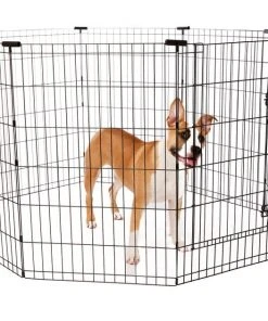 Frisco Heavy Duty Fold & Carry Double Door Collapsible Wire Dog Crate & Frisco Wire Dog Exercise Pen with Step-Through Door, Black -Frisco Sales 2024 255537 PT4. SY630 V1603646503