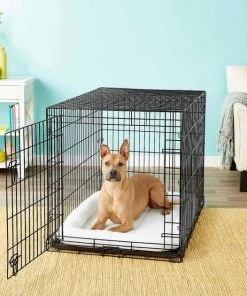 Frisco Heavy Duty Fold & Carry Single Door Collapsible Wire Dog Crate & Frisco Quilted Dog Crate Mat, Ivory -Frisco Sales 2024 255555 PT2. SY630 V1603545090