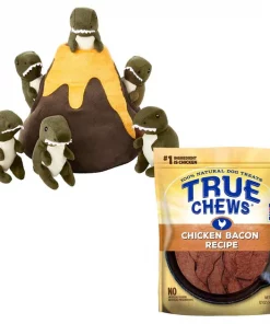 Frisco||True Chews Frisco Hide & Seek Plush Volcano Puzzle Dog Toy & True Chews Chicken Bacon Recipe Dog Treats