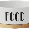 Frisco Ceramic Food Dog & Cat Bowl with Wood Base