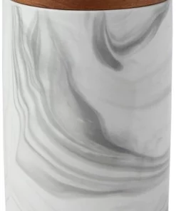 Frisco Ceramic Marble Print Treat Jar with Wood Lid