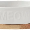 Frisco Oval Meow Non-skid Ceramic Cat Bowl with Wood Base, 1 Cup -Frisco Sales 2024 256080 MAIN. SY630 V1615300007