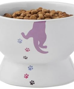 Frisco Cat Print Non-skid Elevated Ceramic Cat Bowl, Short, 1.0 Cup -Frisco Sales 2024 256096 PT5. SY630 V1616522496