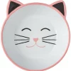 Frisco Cat Face Non-skid Ceramic Cat Bowl, Pink, 1.12 Cups
