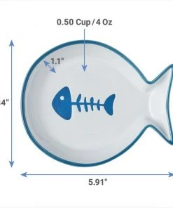 Frisco Fish Shaped Non-skid Ceramic Cat Dish, 0.62 Cups -Frisco Sales 2024 256109 PT1. SY630 V1616697286