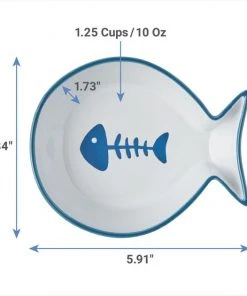 Frisco Fish Shaped Non-skid Ceramic Cat Bowl, 1.37 Cups -Frisco Sales 2024 256111 PT1. SY630 V1616697558