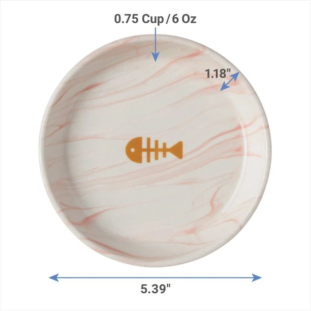 Frisco Marble Design Non-skid Ceramic Cat Dish, 0.75 Cup 4 Frisco Marble Design Non-skid Ceramic Cat Dish, 0.75 Cup - Image 2