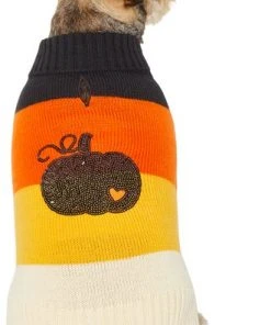 Frisco Colorblock Sequin Pumpkin Dog & Cat Sweater