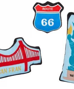 Frisco Road Trip Sightseeing Plush Squeaky Dog Toy, 3 count