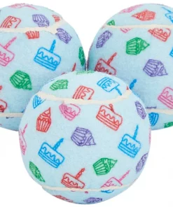 Frisco Birthday Tennis Ball Squeaky Dog Toy, 3 count