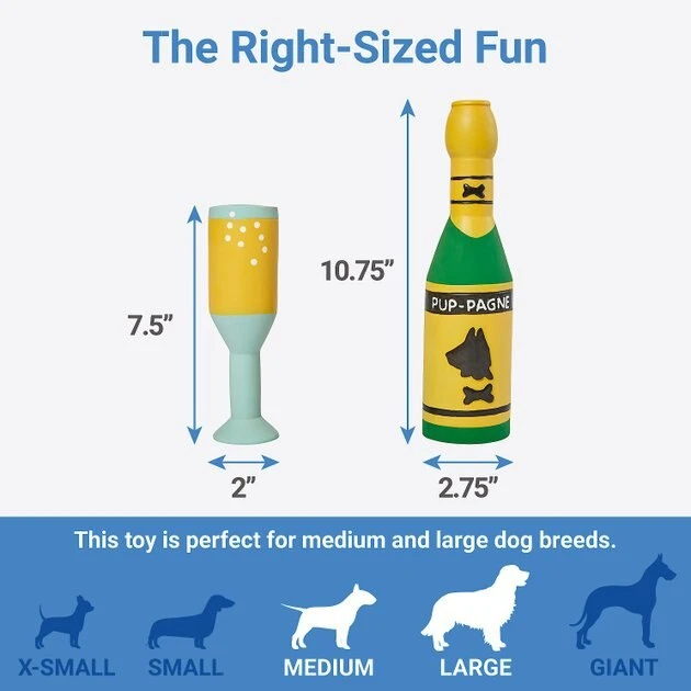 Frisco Champagne & Flute Latex Squeaky Dog Toy, 2 count 4 Frisco Champagne & Flute Latex Squeaky Dog Toy, 2 count - Image 2