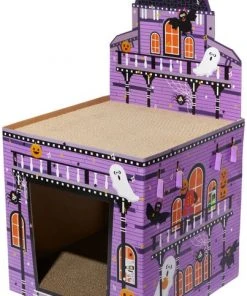 Frisco Halloween Mansion Cardboard Cat House, 2-Story