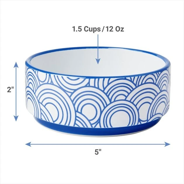 Frisco Blue Oriental Non-skid Ceramic Dog & Cat Bowl 4 Frisco Blue Oriental Non-skid Ceramic Dog & Cat Bowl - Image 2