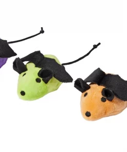 Frisco Halloween Bat Mice Plush Cat Toy with Catnip, 5 count