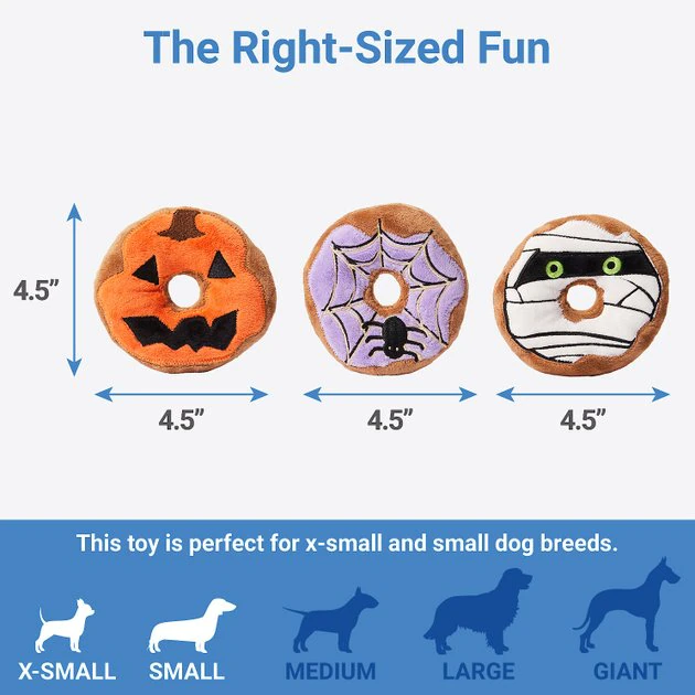 Frisco Halloween Donuts Plush Squeaky Dog Toy, 3 count 4 Frisco Halloween Donuts Plush Squeaky Dog Toy, 3 count - Image 2