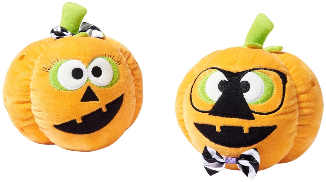 Frisco Halloween Nerdy Jack-o-Lanterns Plush Squeaky Dog Toy, 2 count 3 Frisco Halloween Nerdy Jack-o-Lanterns Plush Squeaky Dog Toy, 2 count